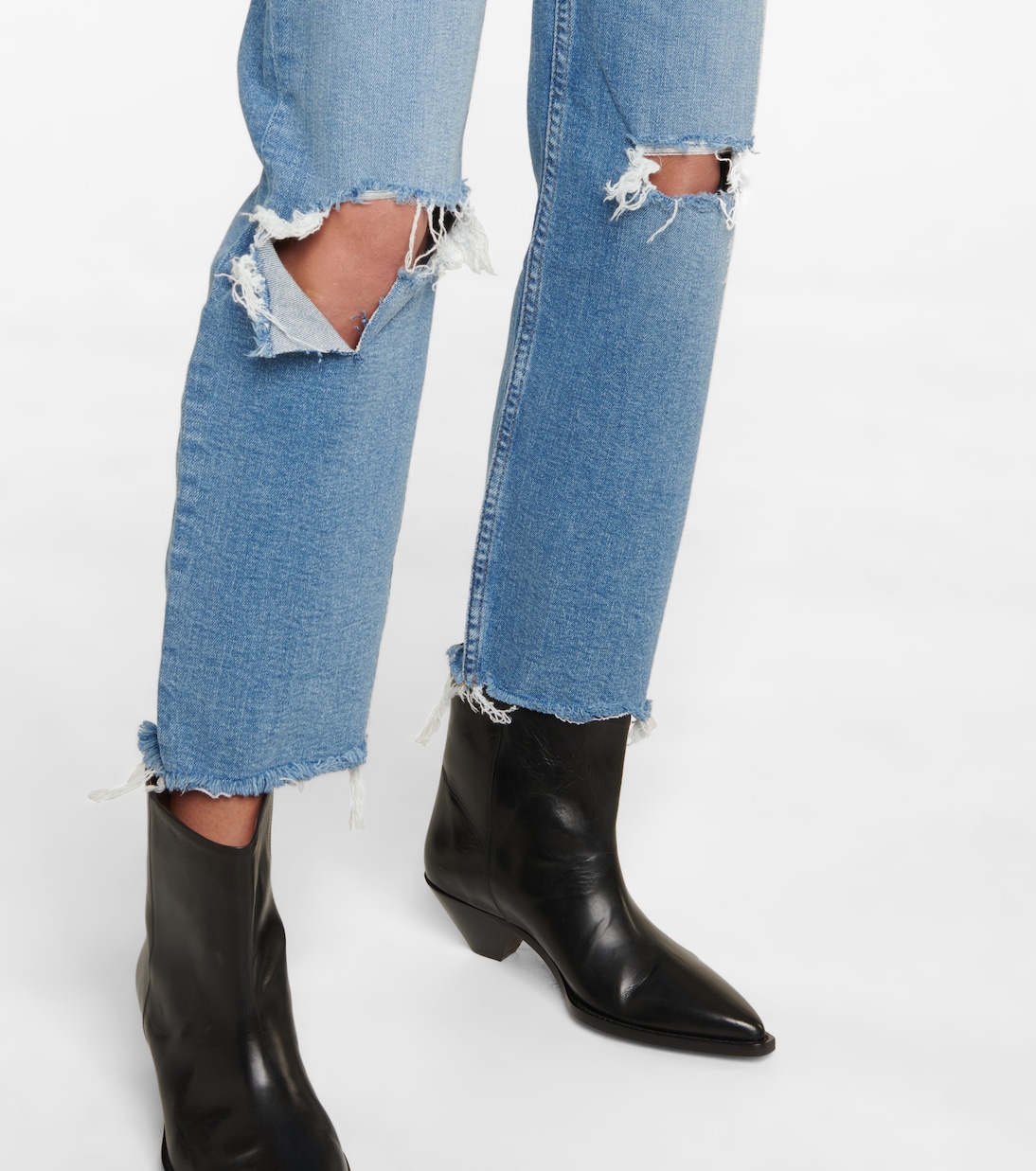 Jeans cropped de tiro alto desgastados | Re/Done