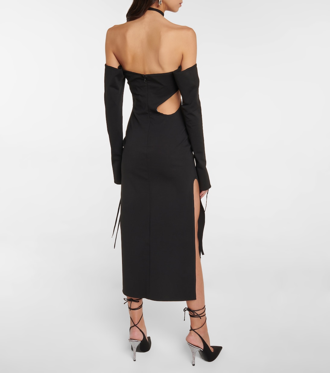 Abito Greta in misto cotone con scollo bardot | The Attico
