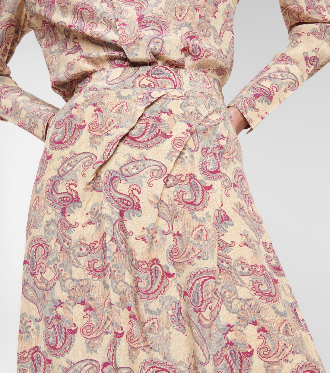 Falda midi Cacia de seda con paisley | Isabel Marant