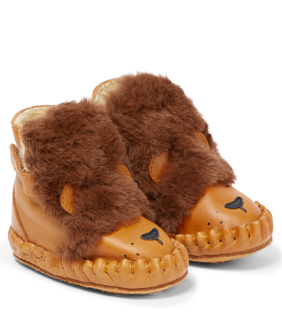 Baby Kapi faux fur and leather booties | Donsje