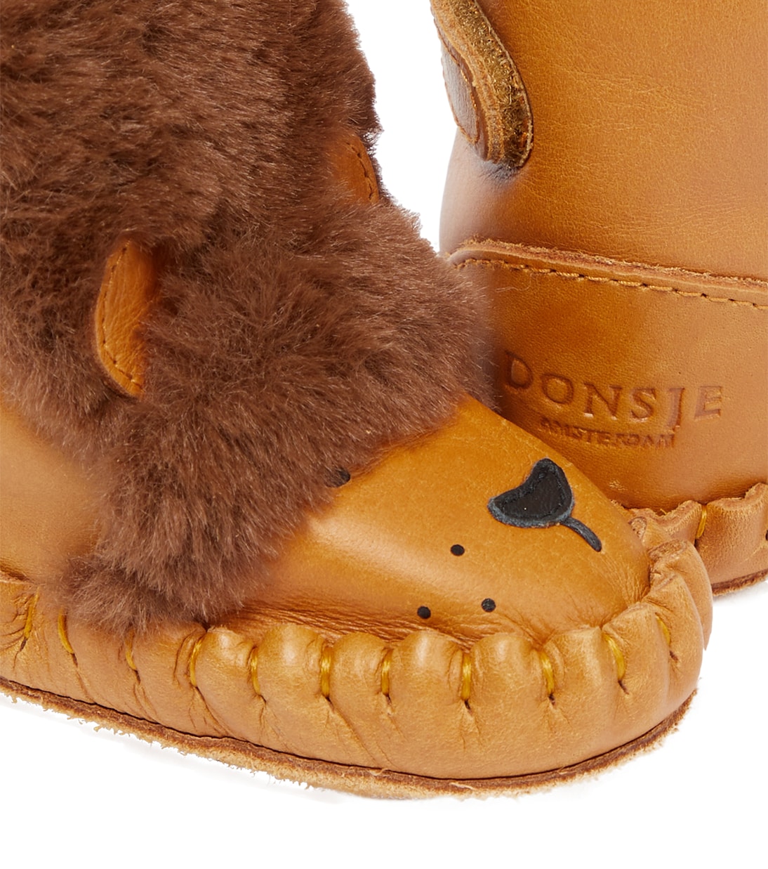 Baby Kapi faux fur and leather booties | Donsje