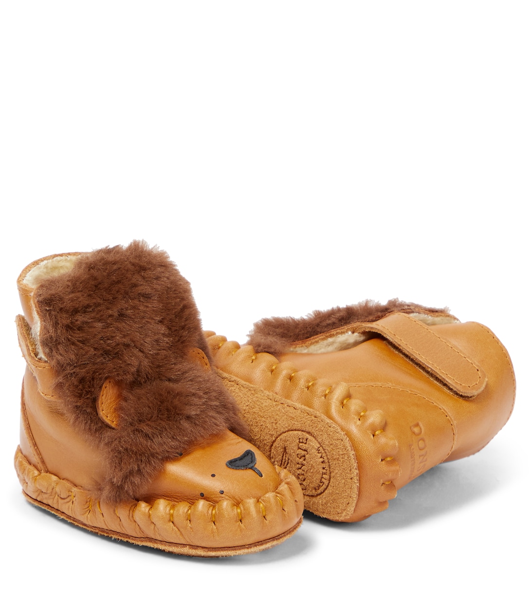 Baby Kapi faux fur and leather booties | Donsje