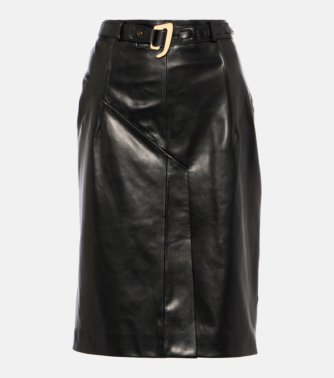 Falda midi de piel con cinturón | Tom Ford