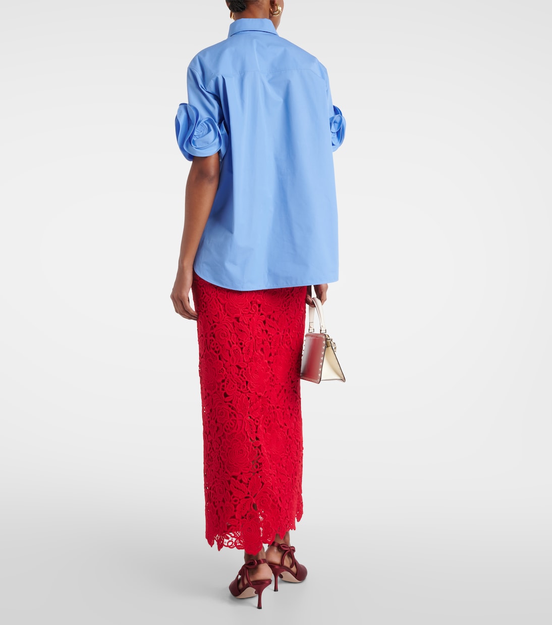 Camicia in cotone con applicazioni floreali | Valentino