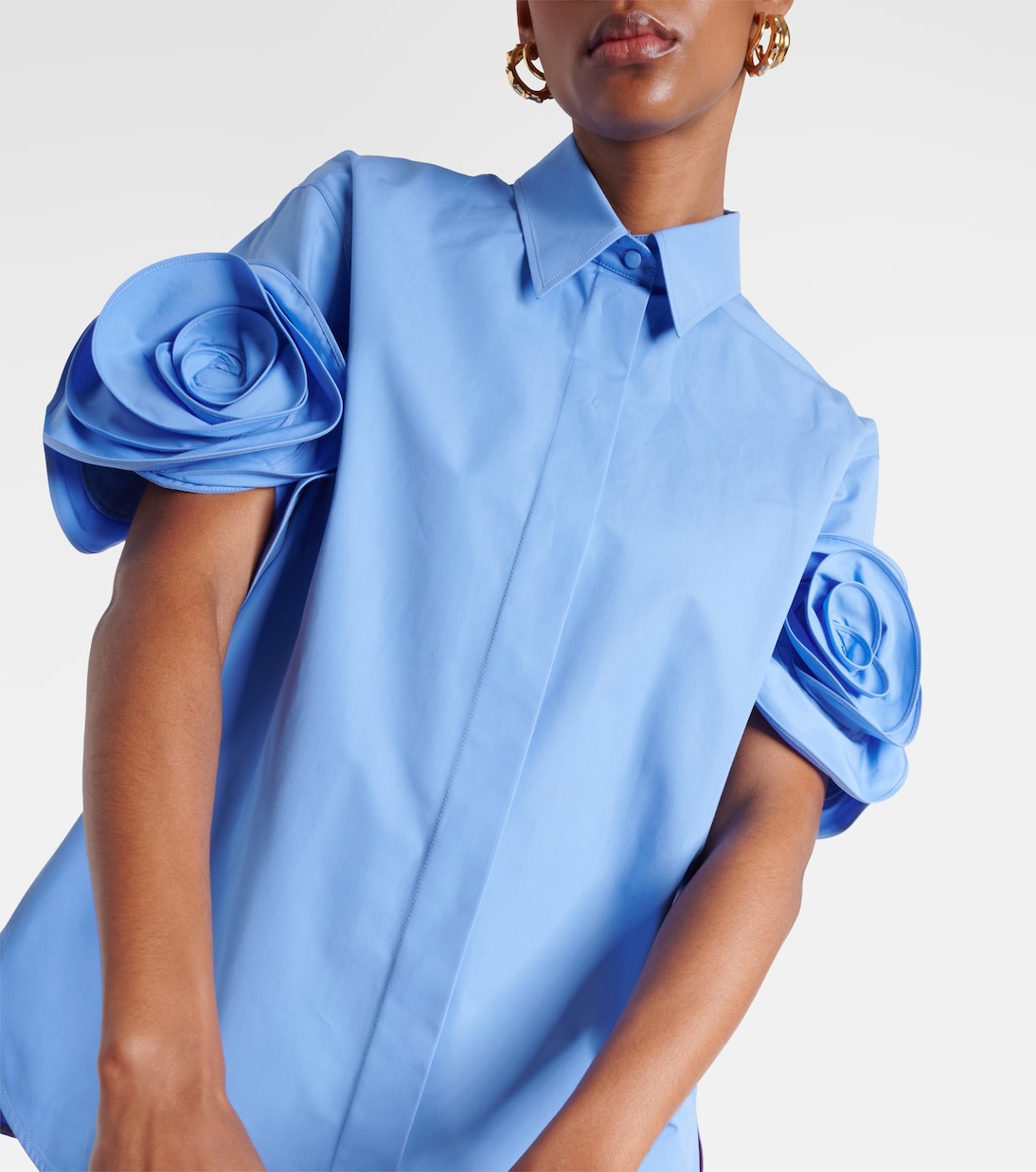 Camicia in cotone con applicazioni floreali | Valentino