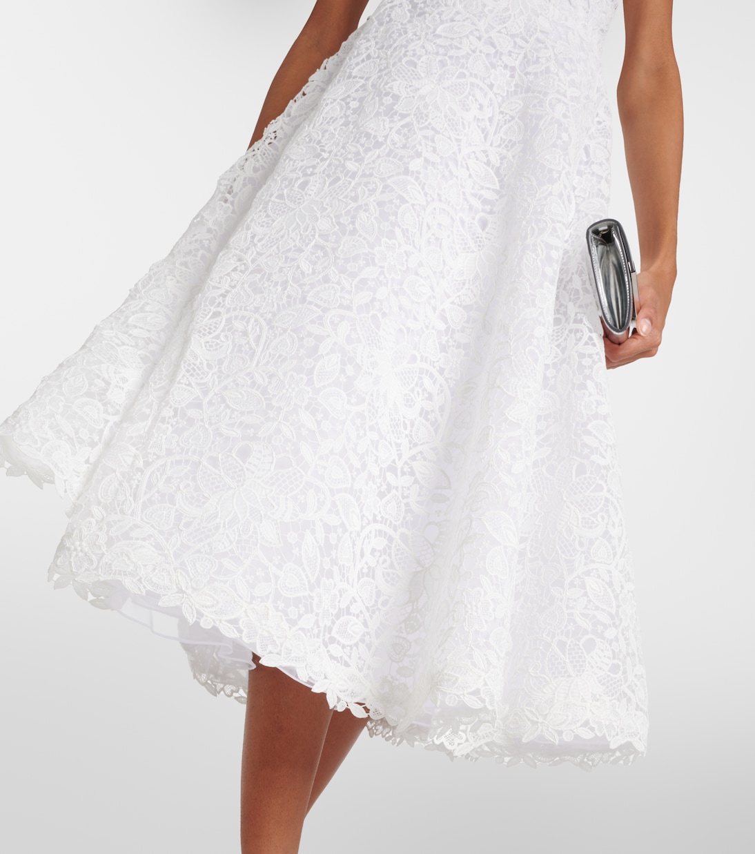 Robe midi bustier en dentelle à fleurs | Carolina Herrera