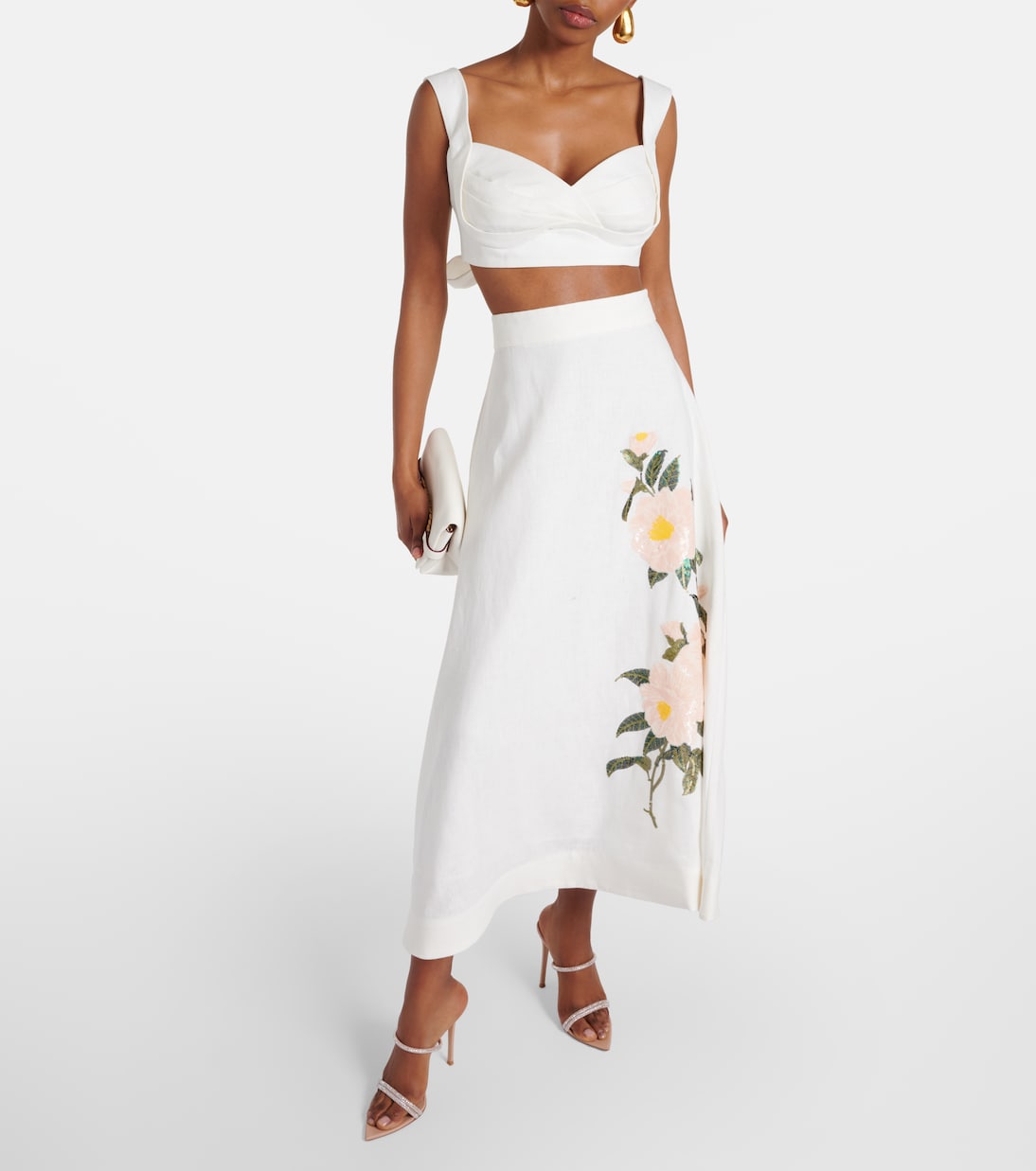 Falda midi Natura de organza de lino | Zimmermann