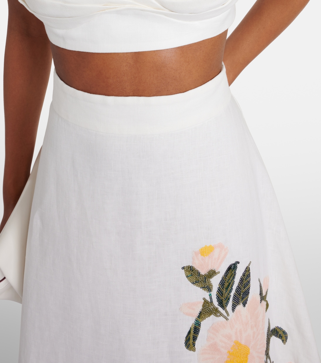 Falda midi Natura de organza de lino | Zimmermann