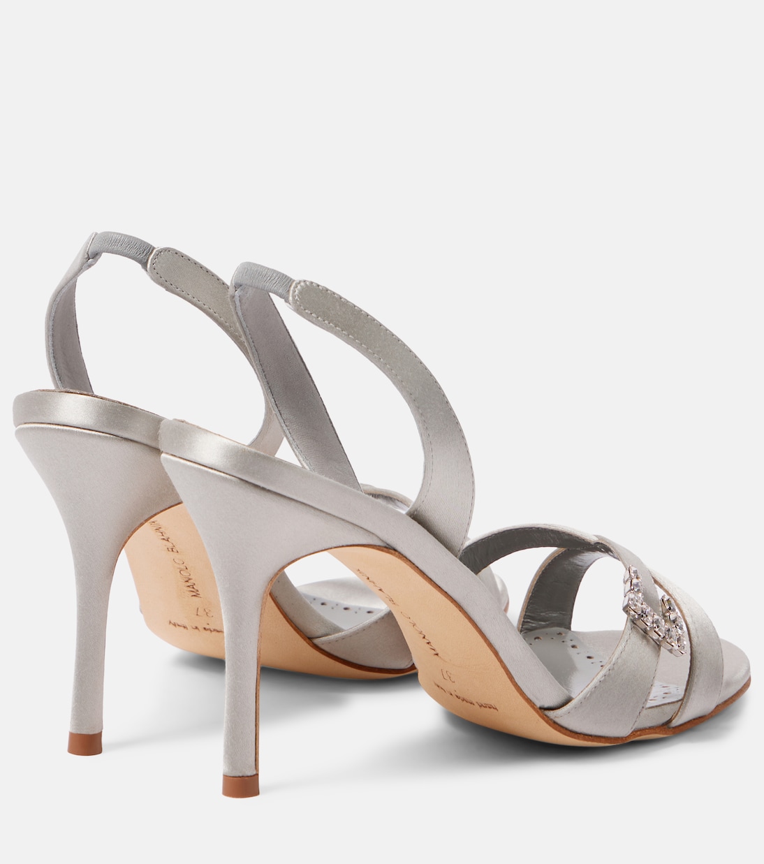 Ramisli embellished satin slingback sandals | Manolo Blahnik