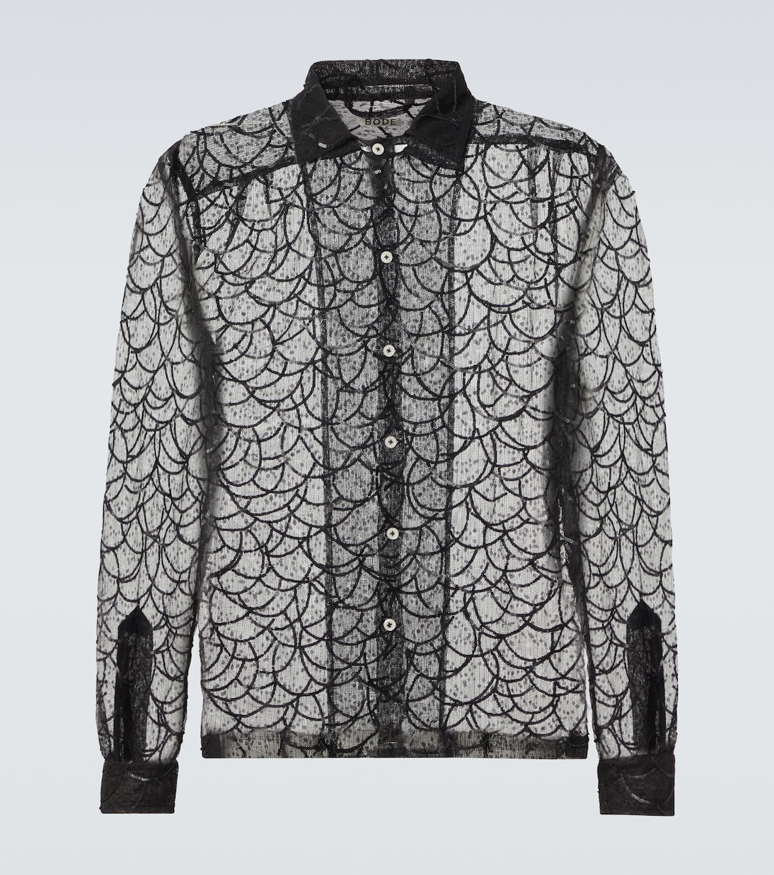 Pewter Shoal sequined mesh shirt | Bode