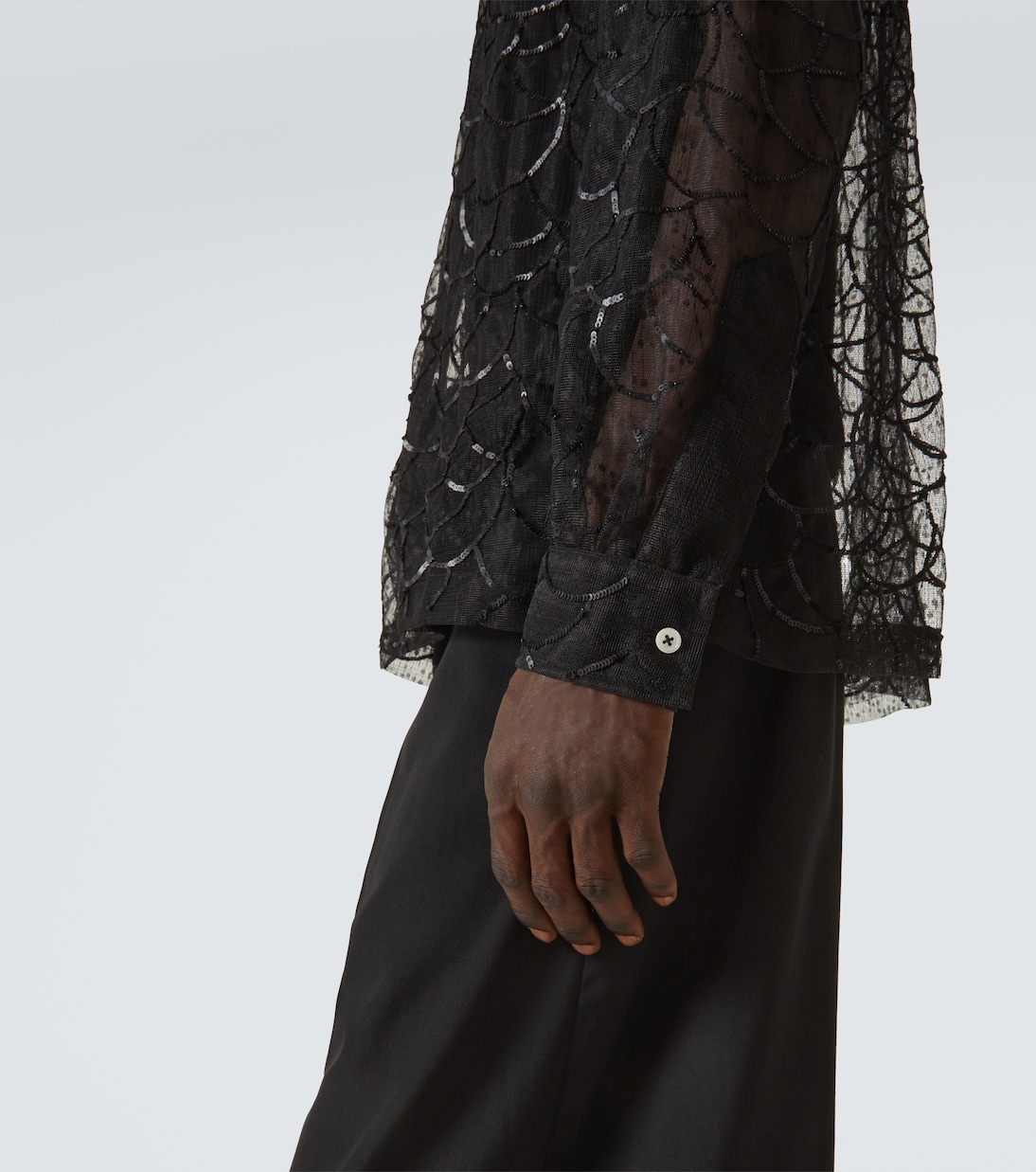 Pewter Shoal sequined mesh shirt | Bode