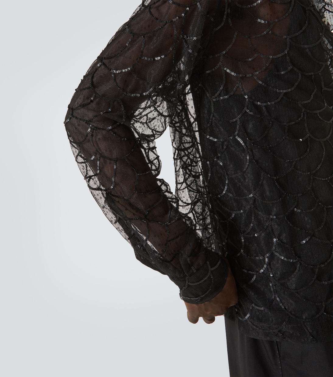 Pewter Shoal sequined mesh shirt | Bode