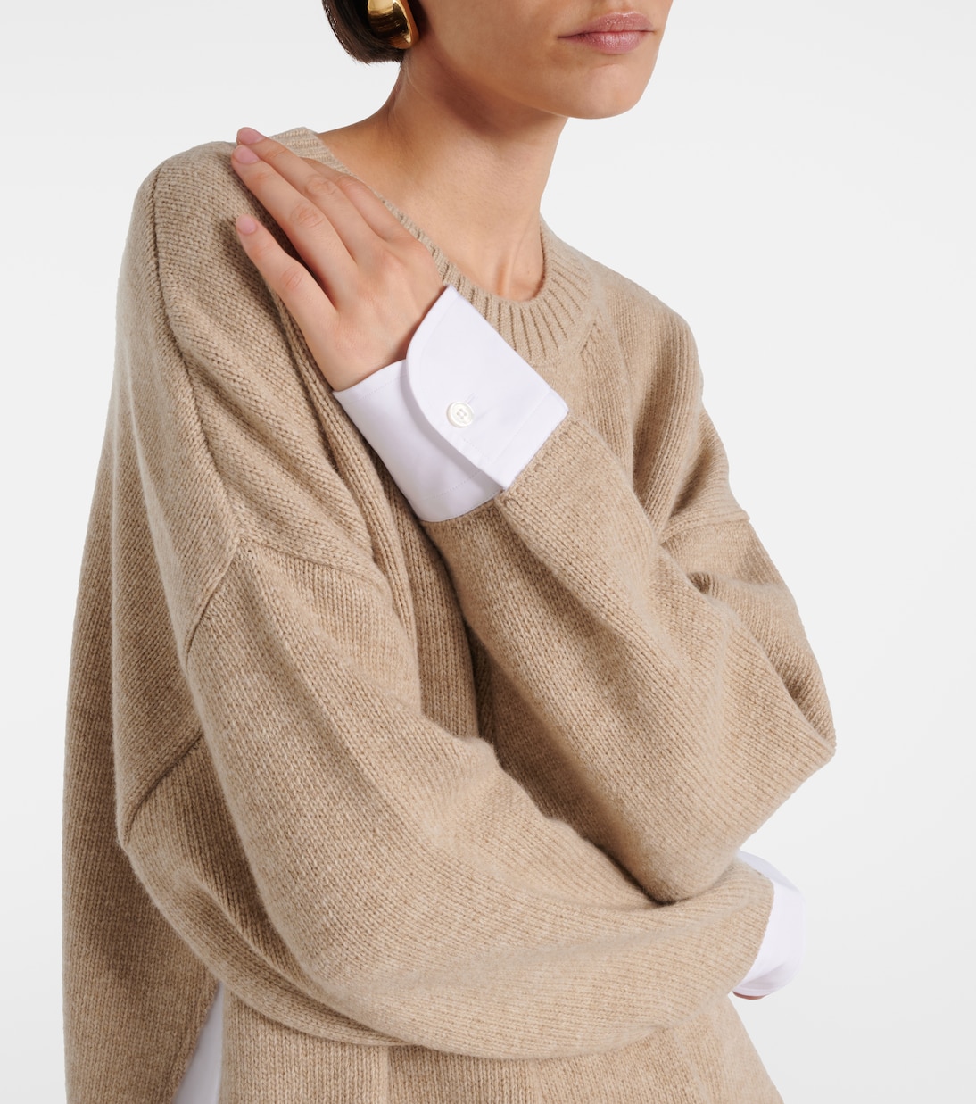 Pullover aus Schurwolle und Baumwollpopeline | Stella McCartney