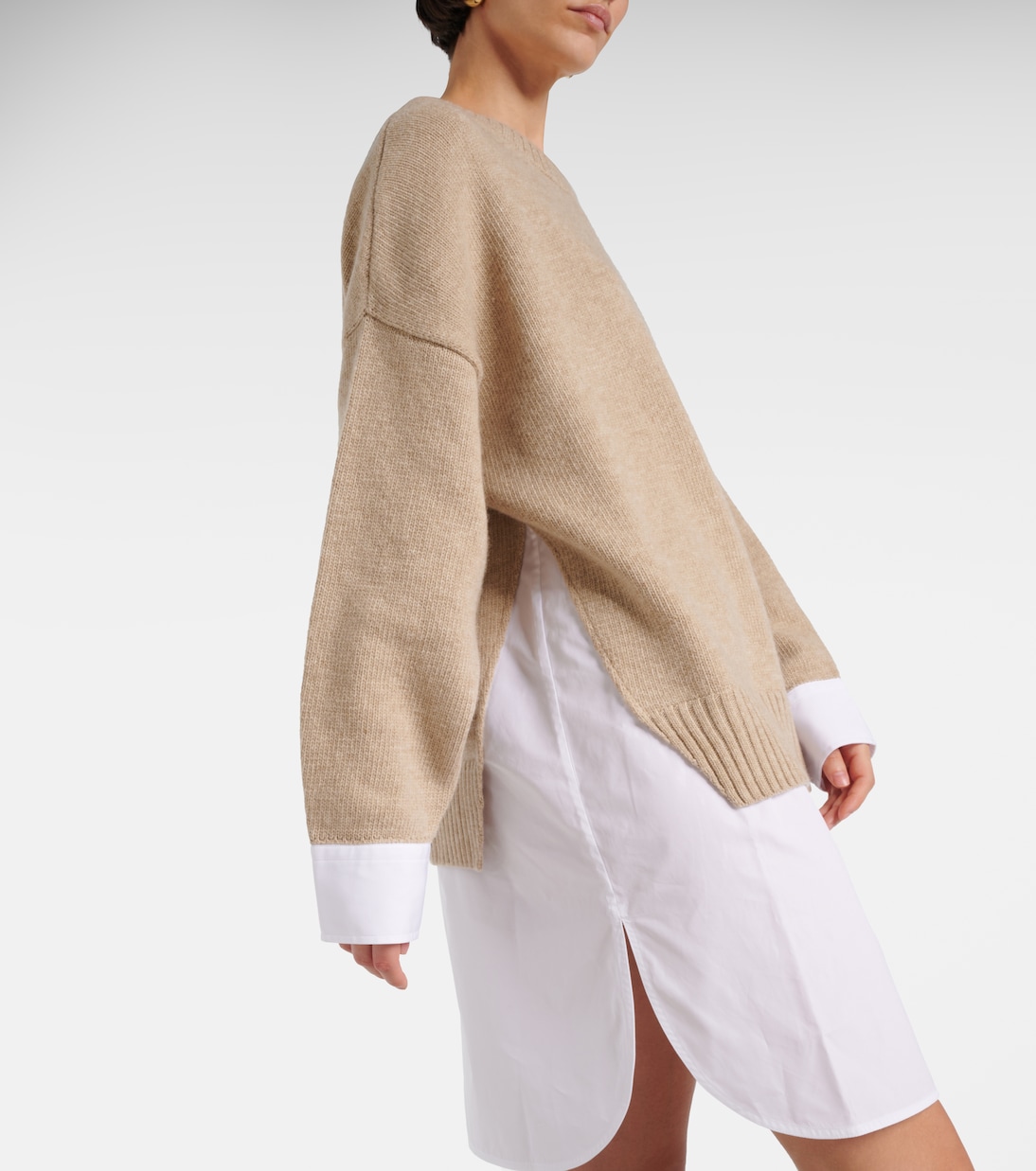 Pullover aus Schurwolle und Baumwollpopeline | Stella McCartney