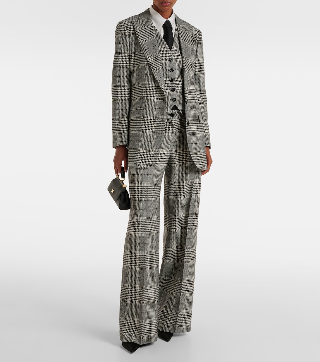 Prince of Wales check wool and cashmere flared pants | Dolce&Gabbana