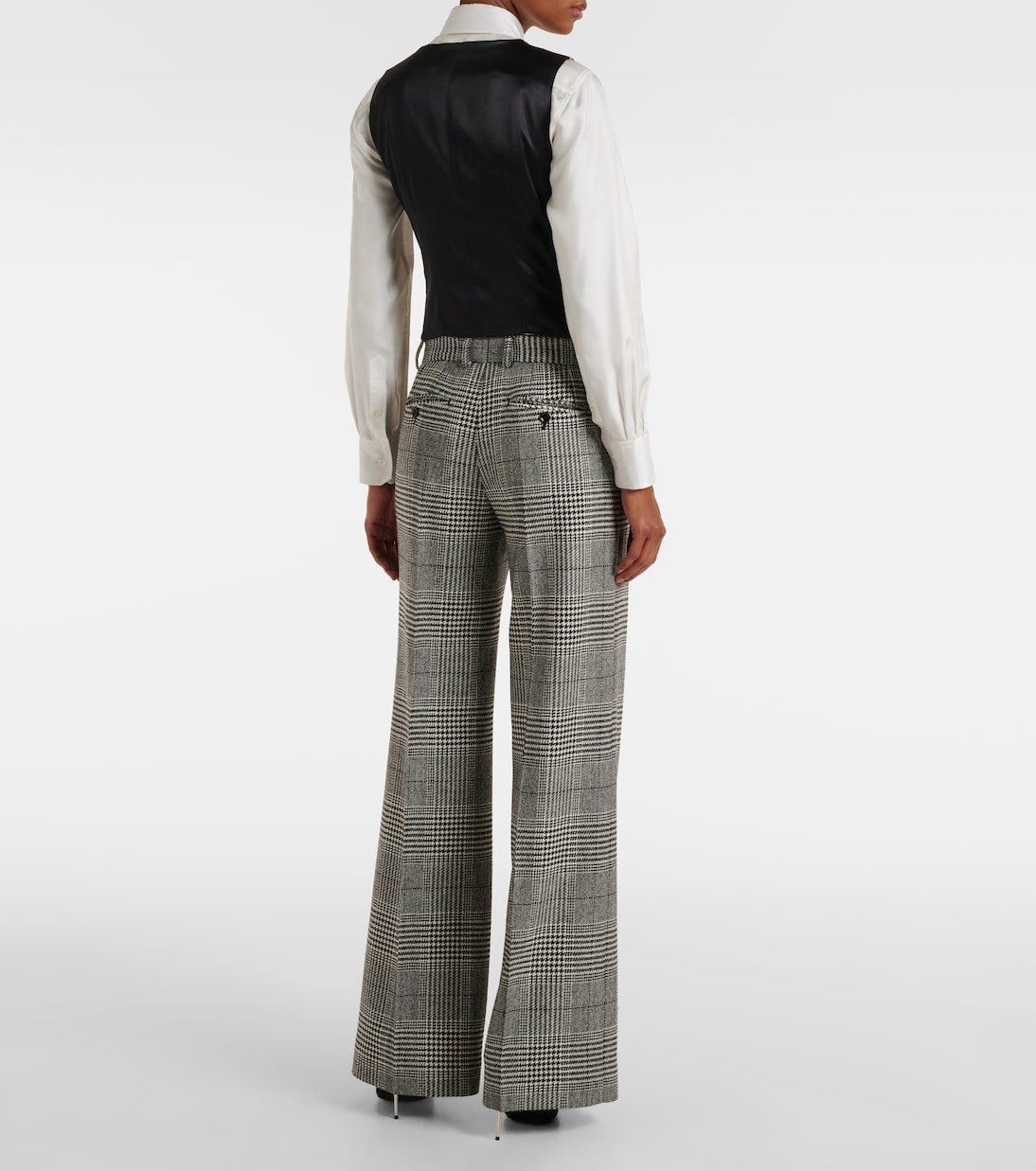 Prince of Wales check wool and cashmere flared pants | Dolce&Gabbana