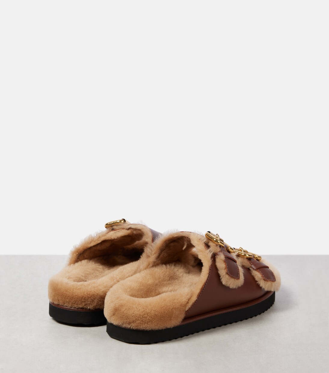 Sandalen Nil aus Leder mit Shearling | Chloé