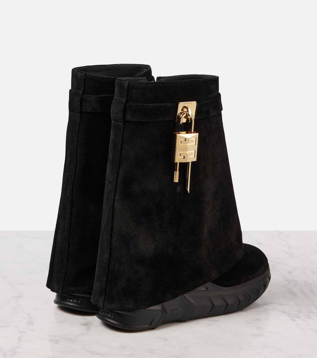 Stiefel Shark Lock Biker aus Veloursleder | Givenchy