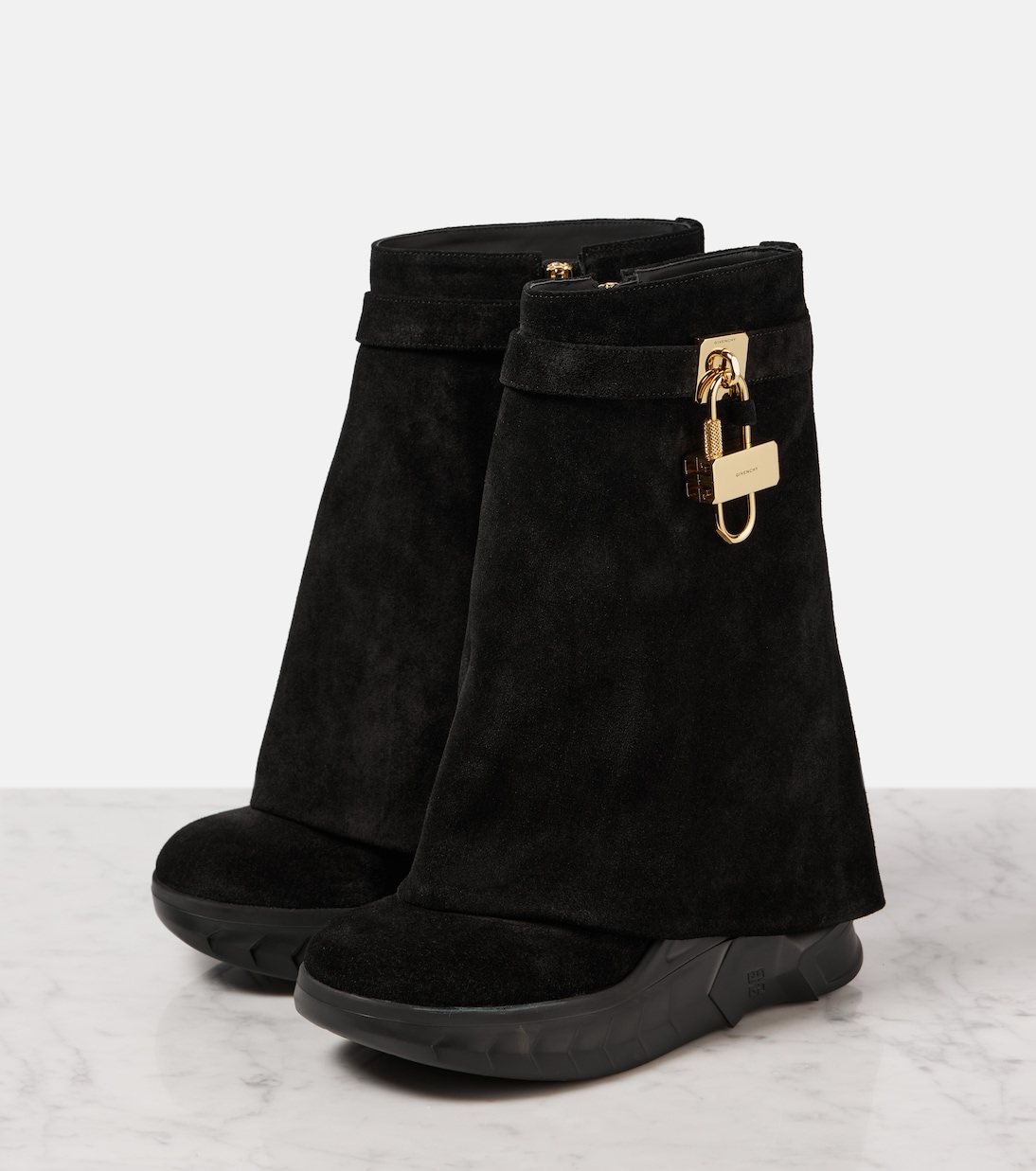 Stiefel Shark Lock Biker aus Veloursleder | Givenchy