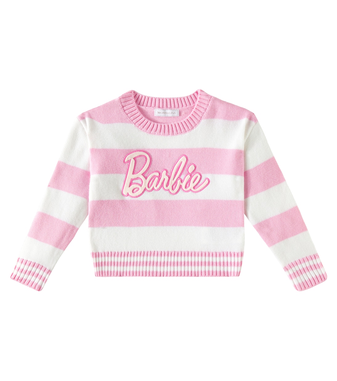 x Barbie® embroidered striped sweater | Monnalisa