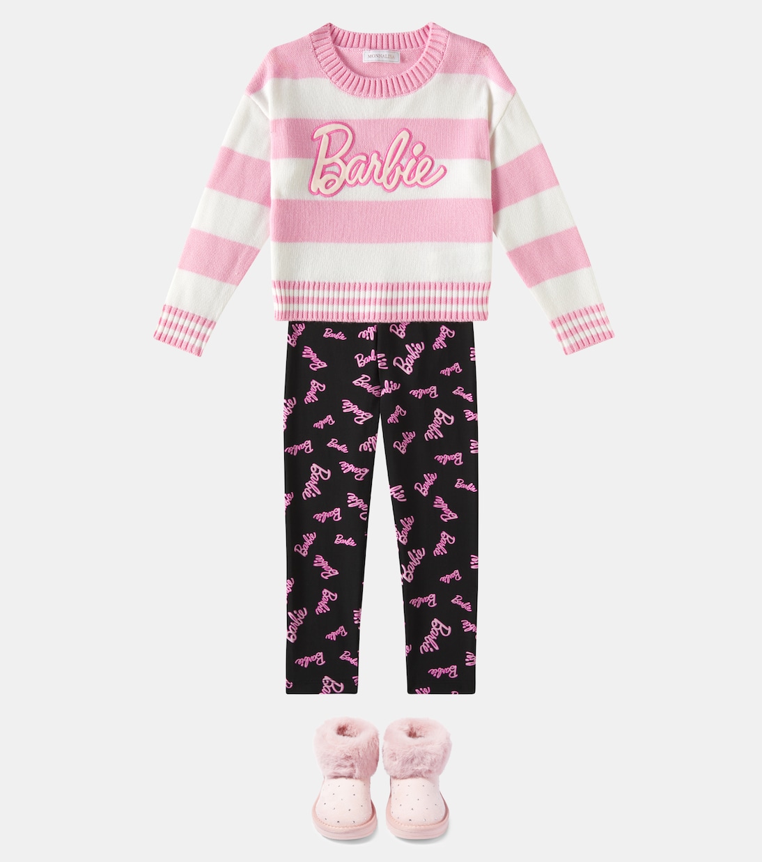 x Barbie® embroidered striped sweater | Monnalisa