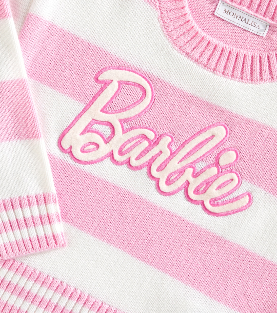 x Barbie® embroidered striped sweater | Monnalisa
