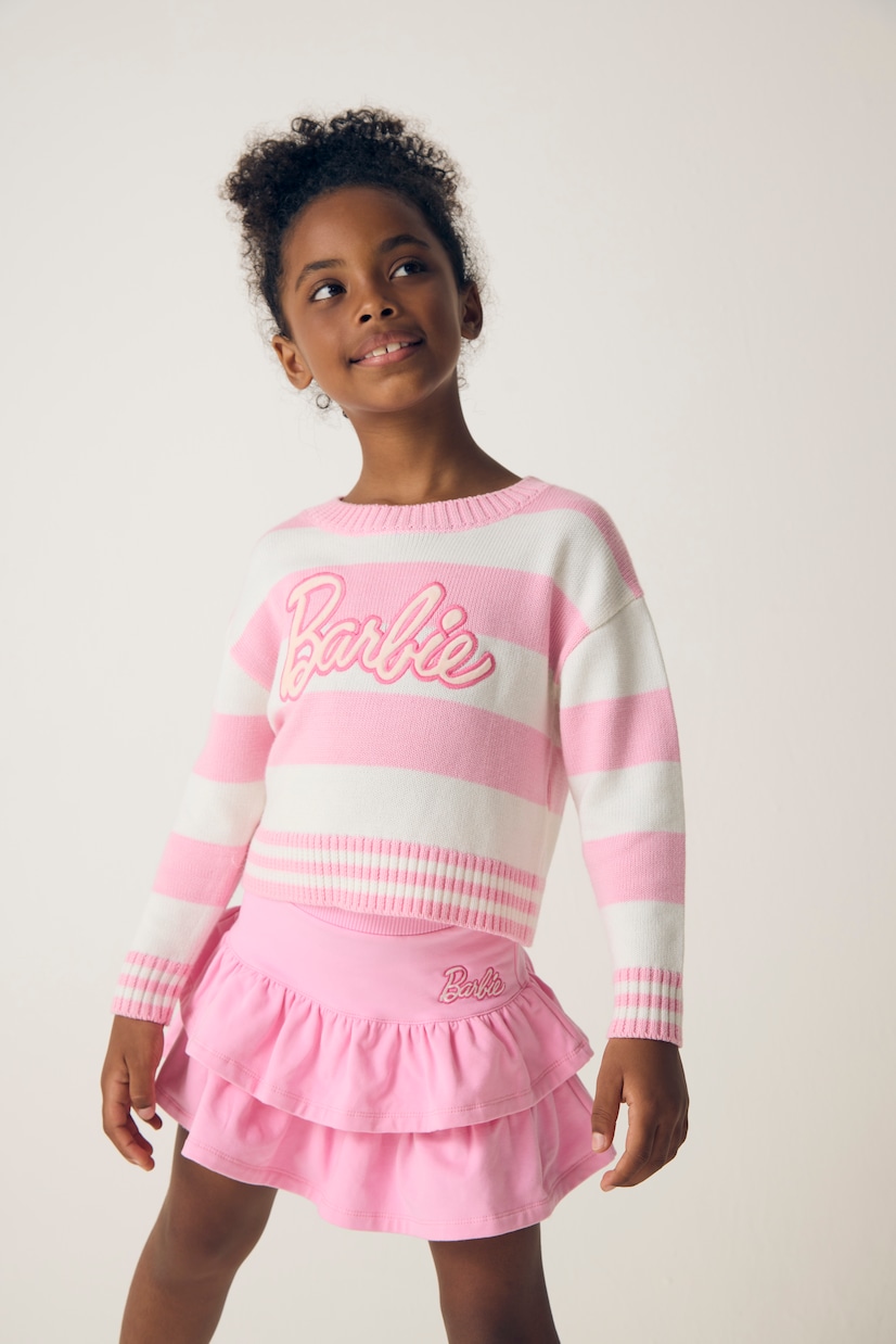x Barbie® embroidered striped sweater | Monnalisa