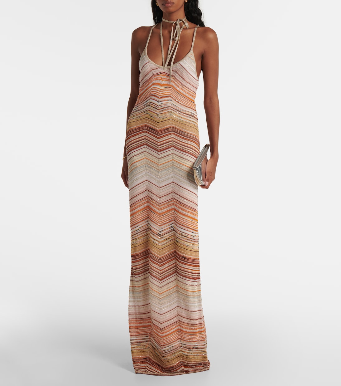 Abito lungo a zig-zag con lamé | Missoni