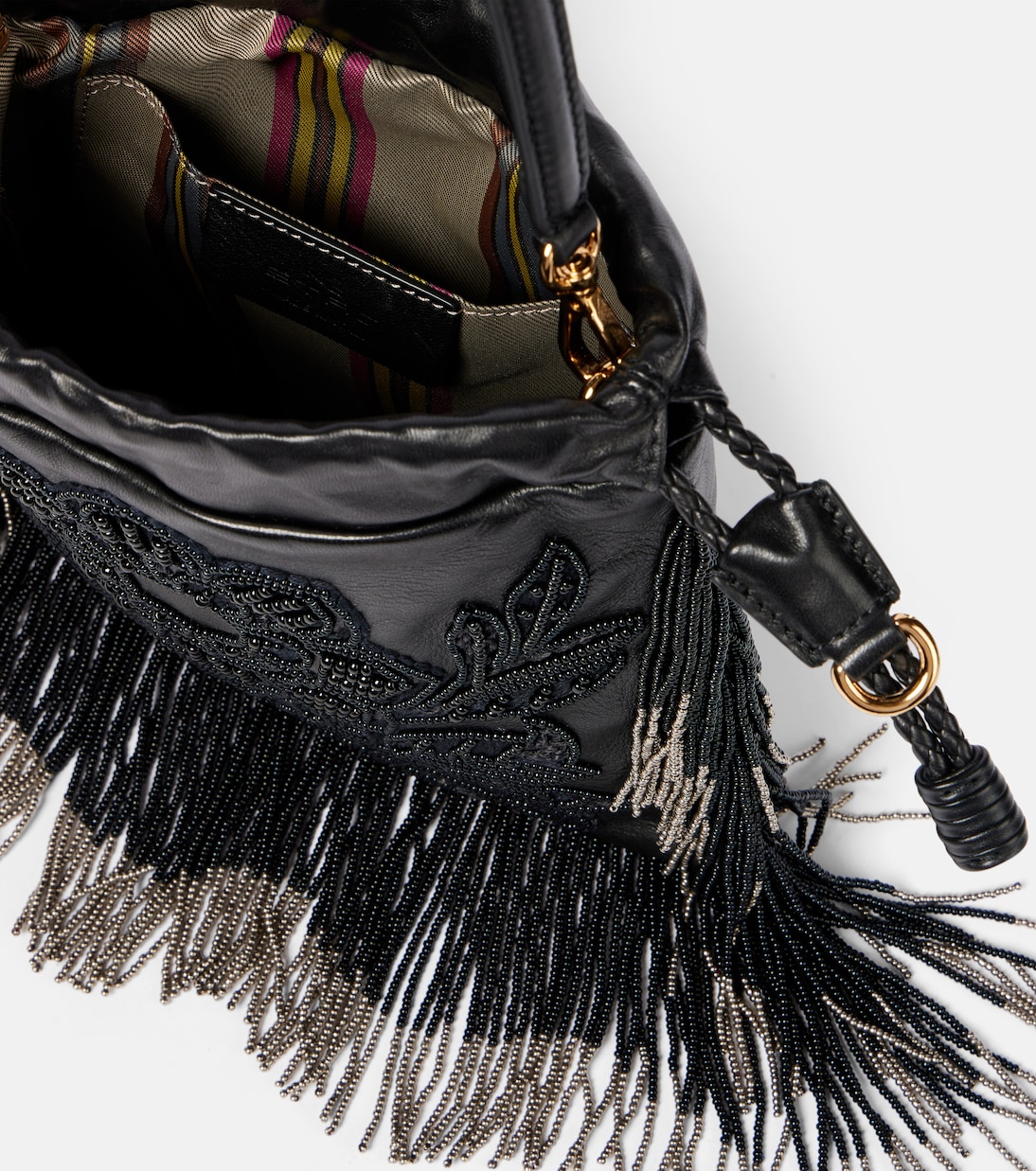 Secchiello Kalispera Small in pelle con frange | Etro