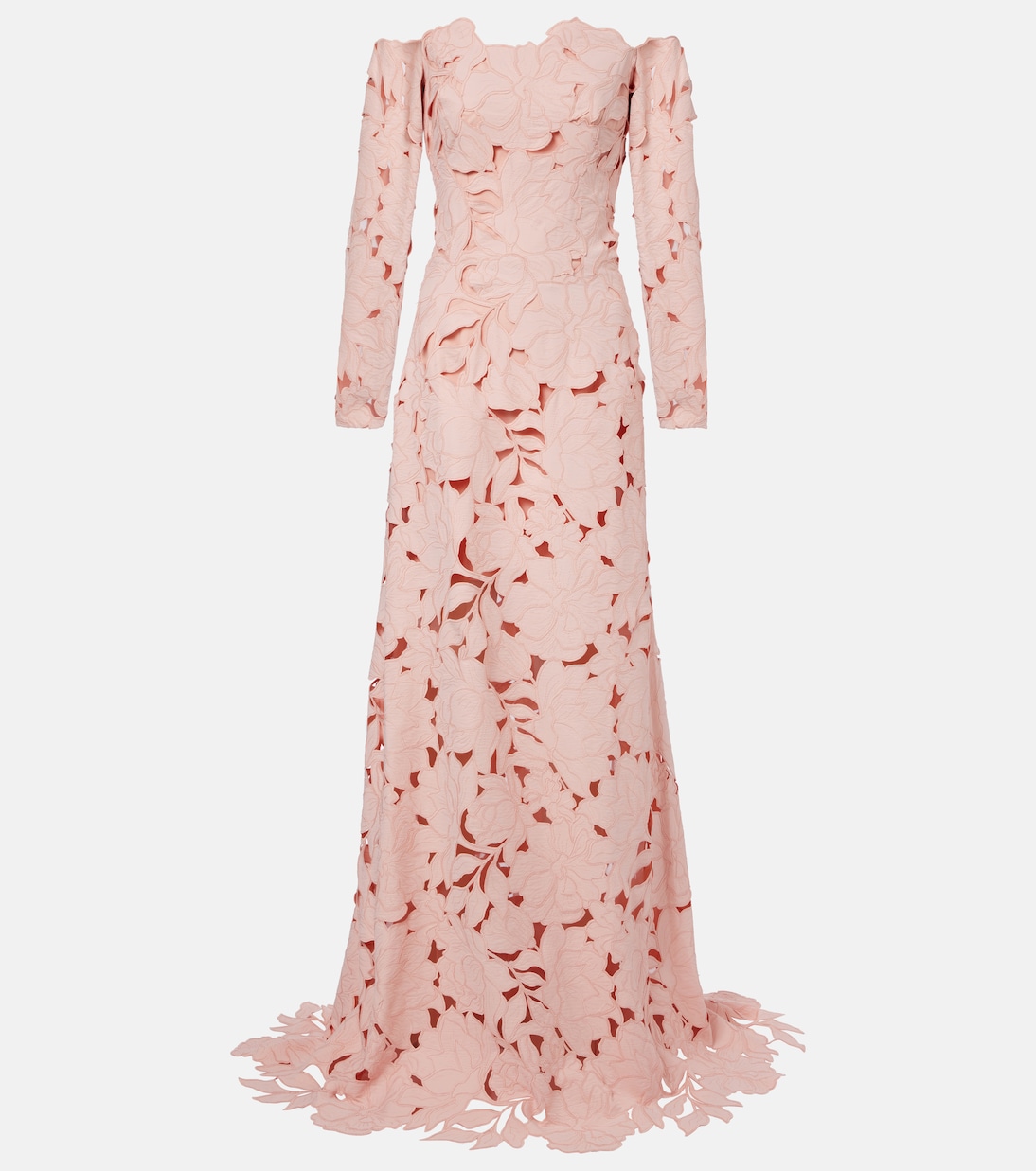 Kasia floral off-shoulder lace gown | Costarellos