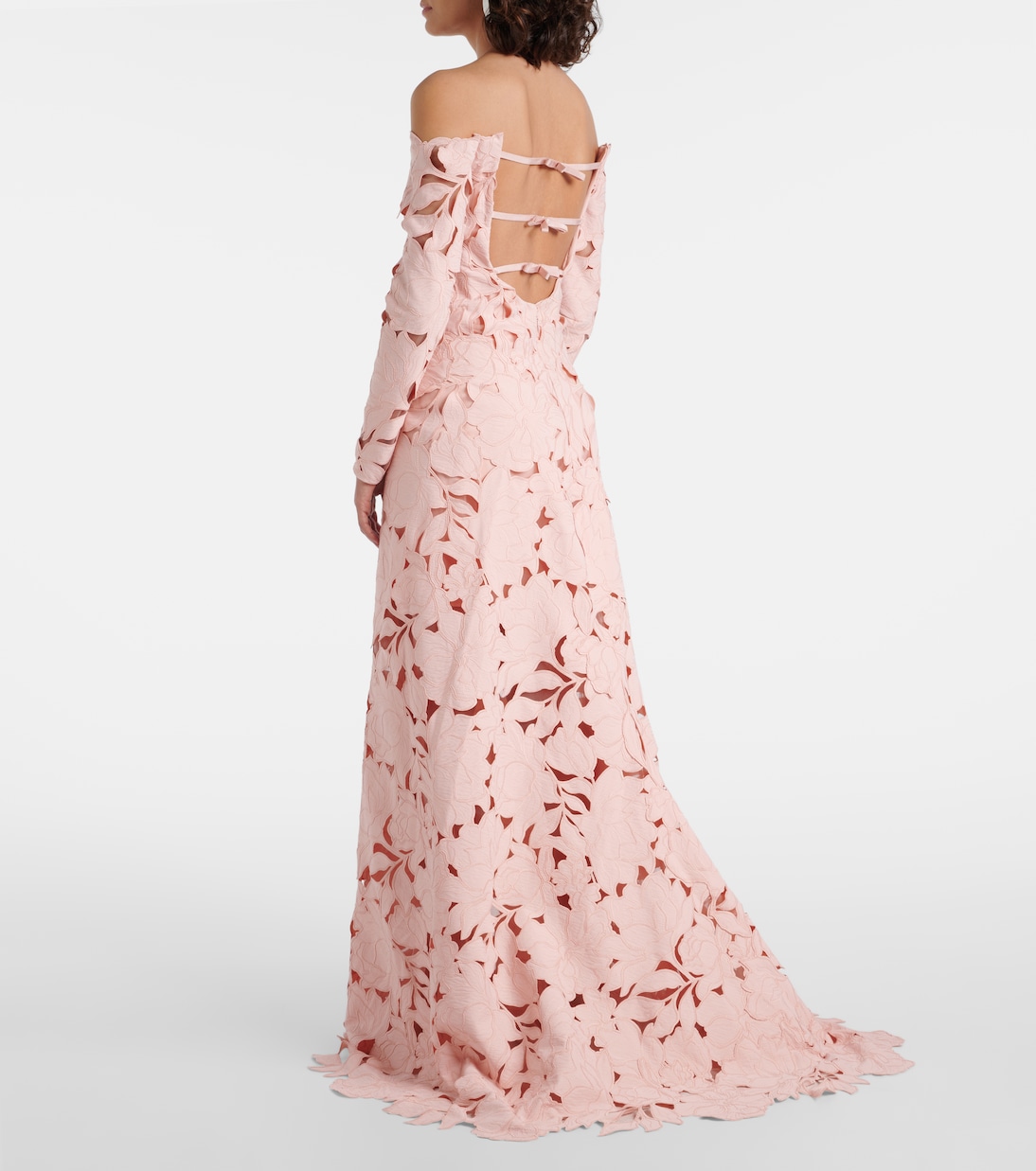 Kasia floral off-shoulder lace gown | Costarellos