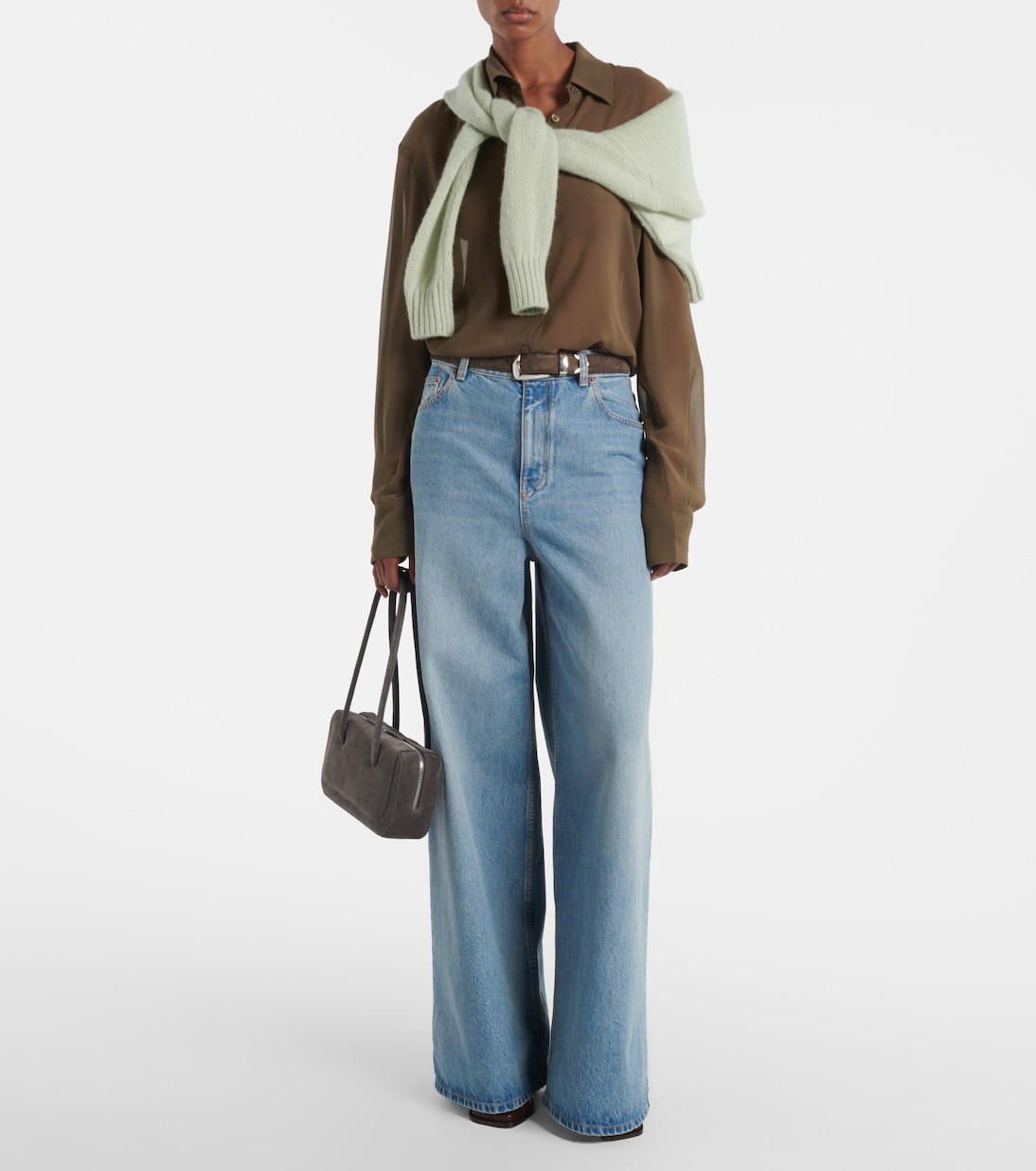 Lagune Bowling Mini suede shoulder bag | Aesther Ekme