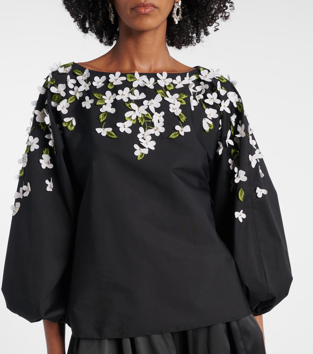 Top en coton mélangé à fleurs | Carolina Herrera