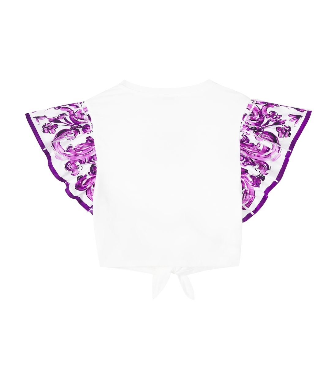 T-shirt DG Majolica in cotone con paillettes | Dolce&Gabbana Kids
