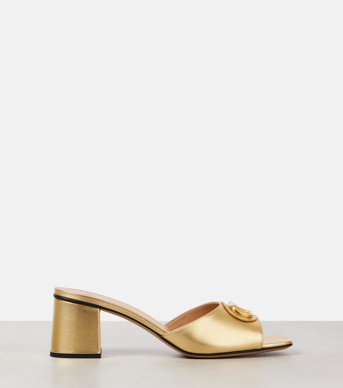 Mules VLogo en cuir métallisé | Valentino Garavani