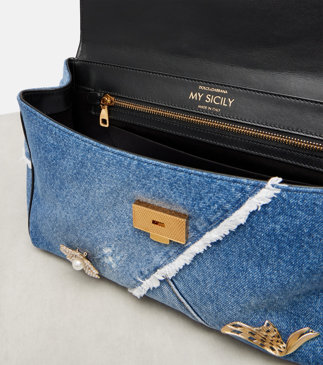 Verzierte Tote Sicily Medium aus Denim | Dolce&Gabbana