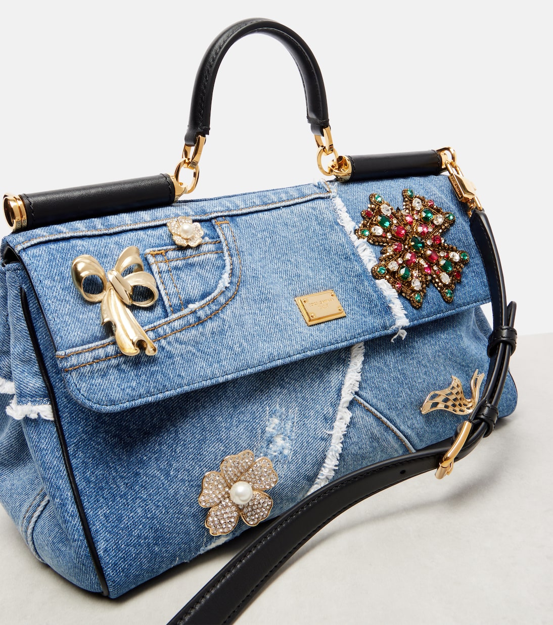 Verzierte Tote Sicily Medium aus Denim | Dolce&Gabbana