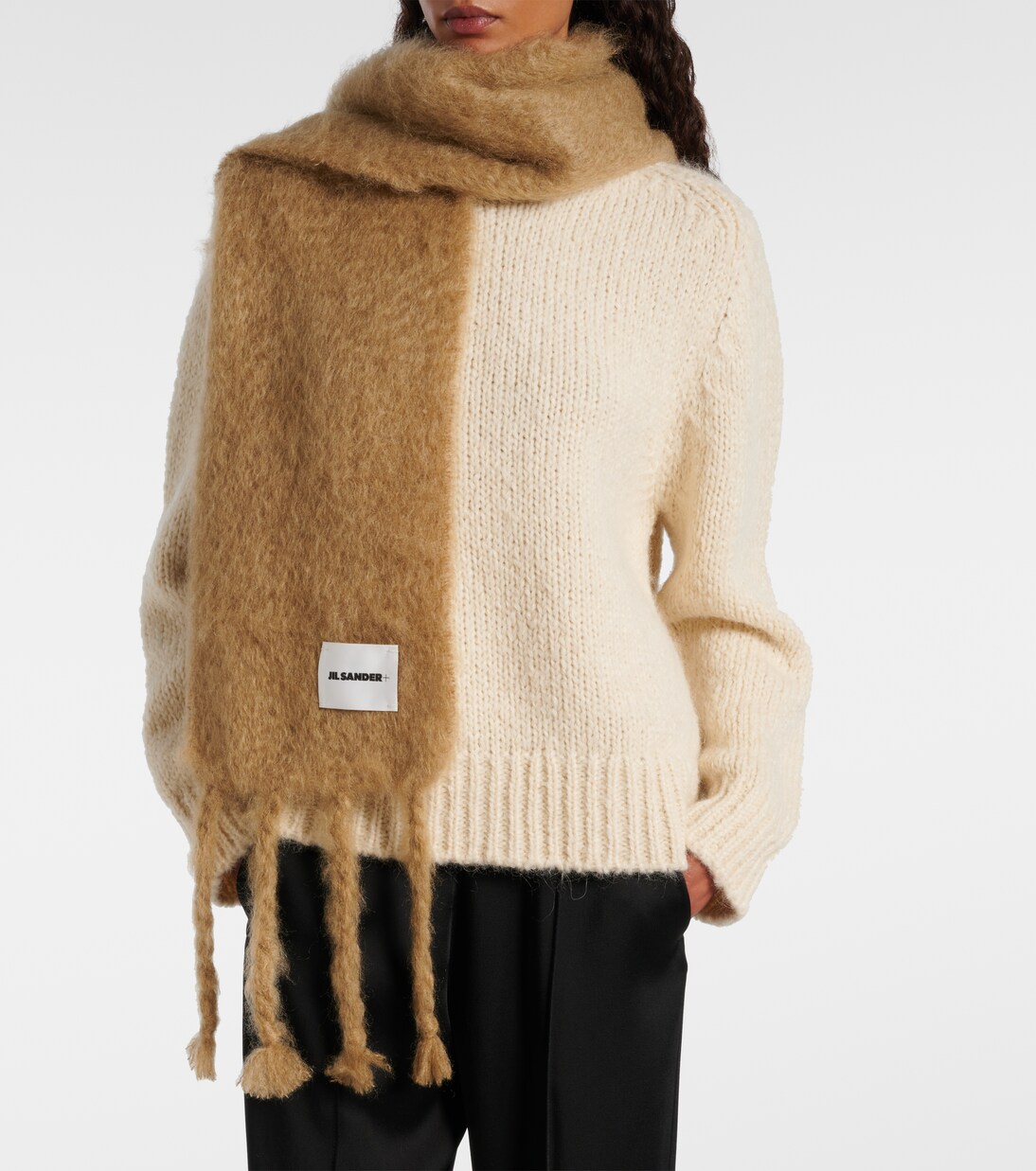 Logo mohair and wool-blend scarf | Jil Sander