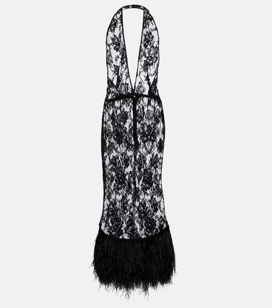 Midikleid aus Spitze mit Federn | Dolce&Gabbana