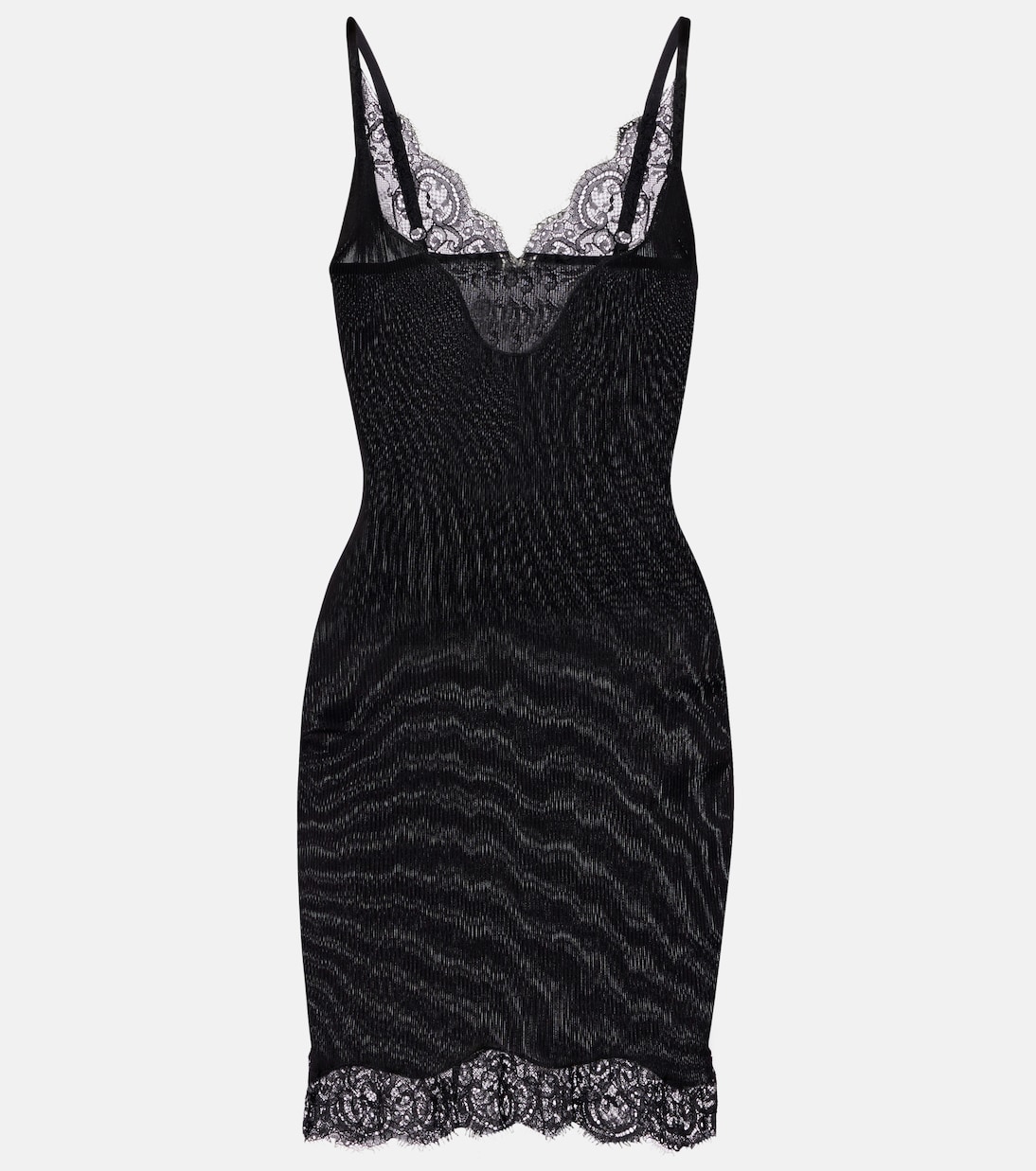 蕾丝边饰真丝针织吊带连衣裙 | Saint Laurent