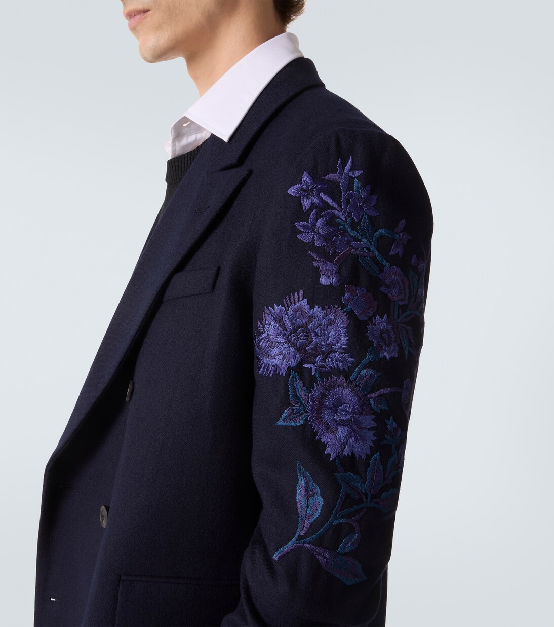 Floral double-breasted wool coat | Dries Van Noten