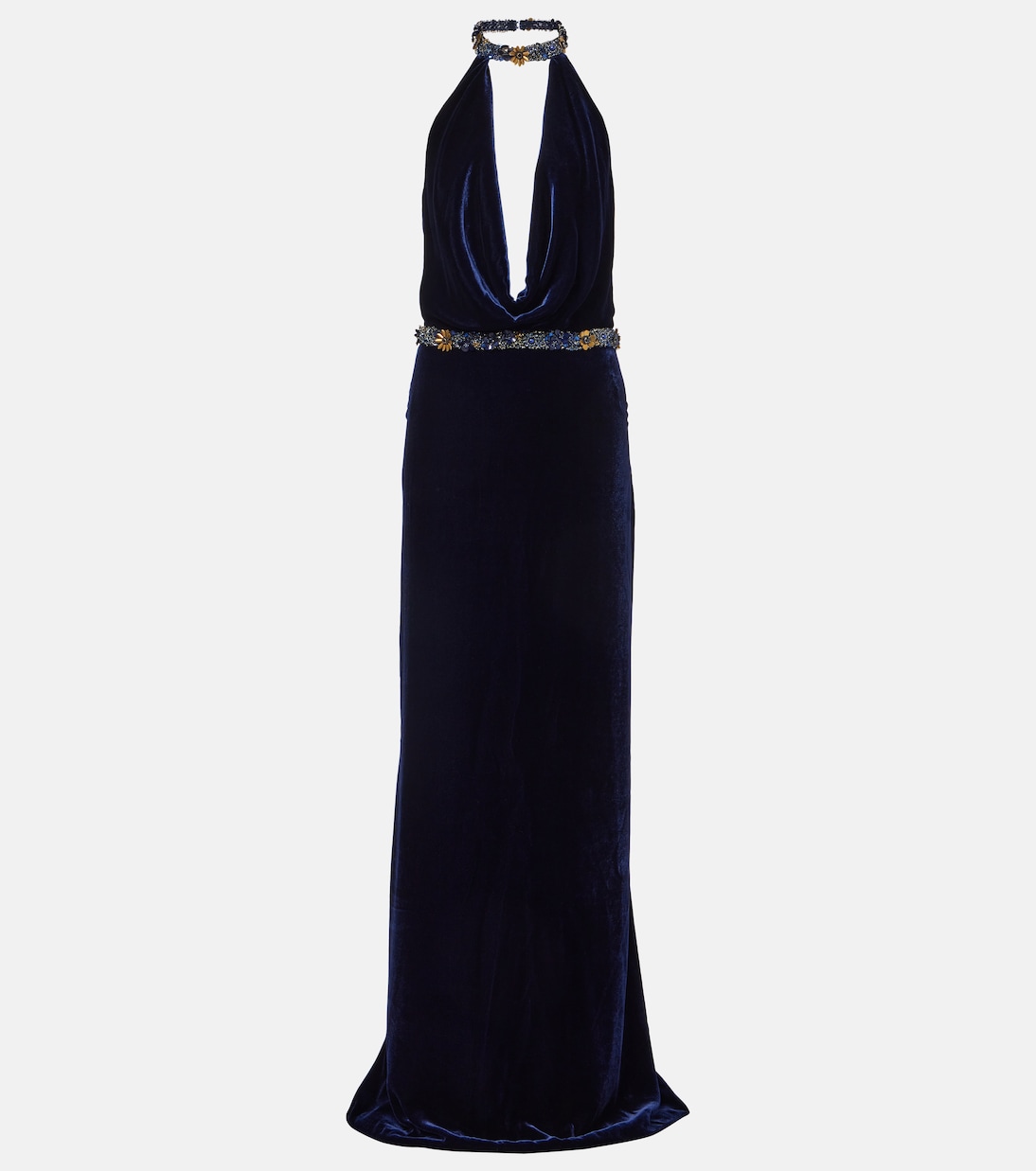 Crystal-embellished velvet gown | Costarellos