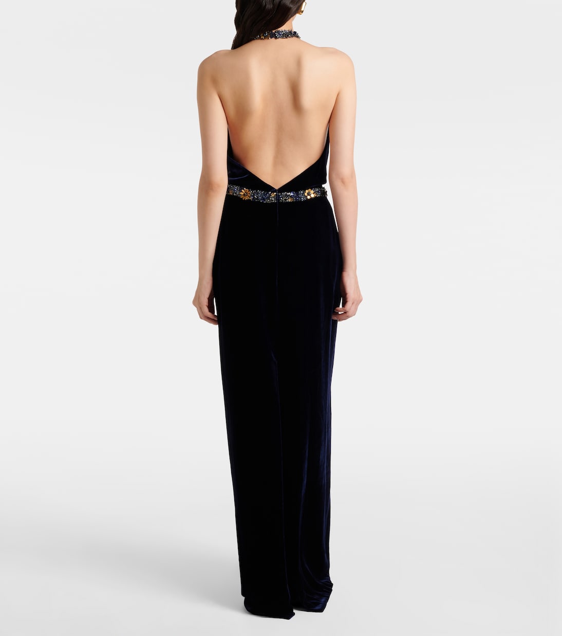 Crystal-embellished velvet gown | Costarellos