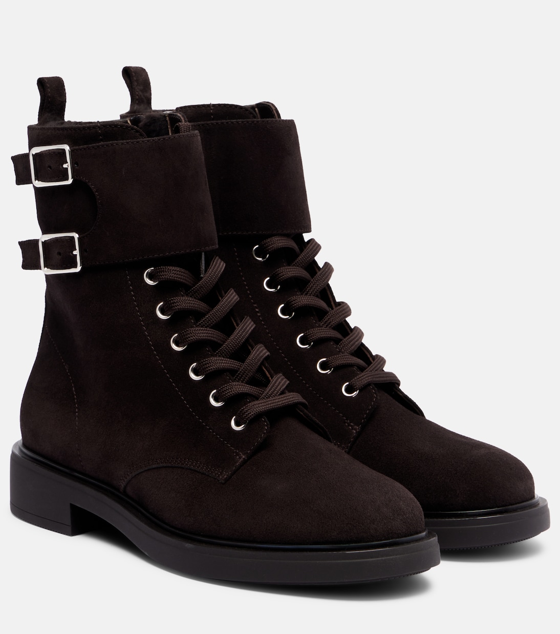 Shearling-lined suede combat boots | Gianvito Rossi