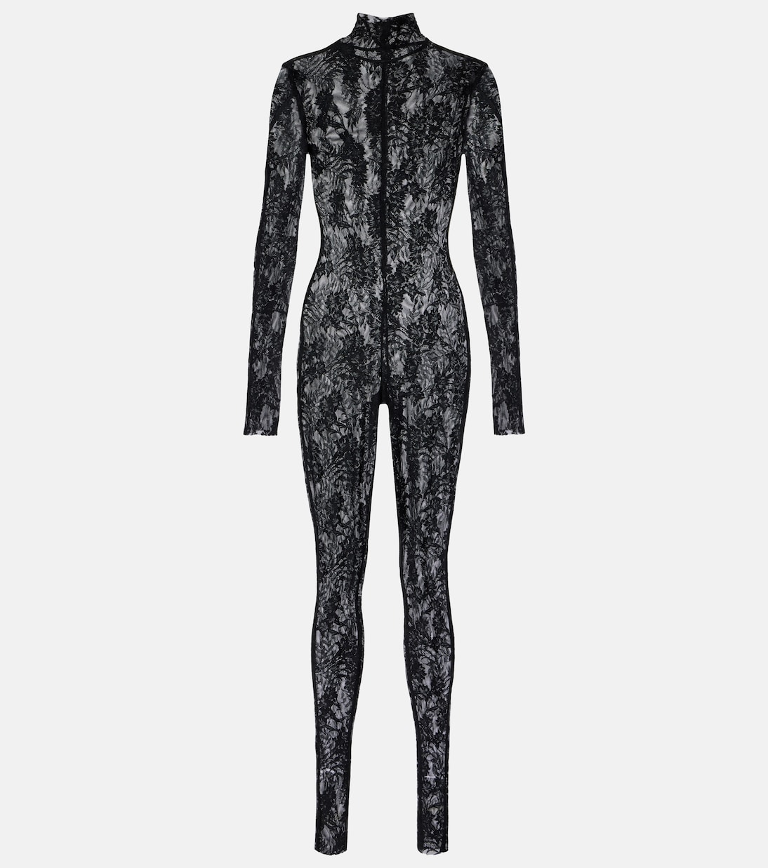 Turtleneck lace sheer catsuit | Norma Kamali