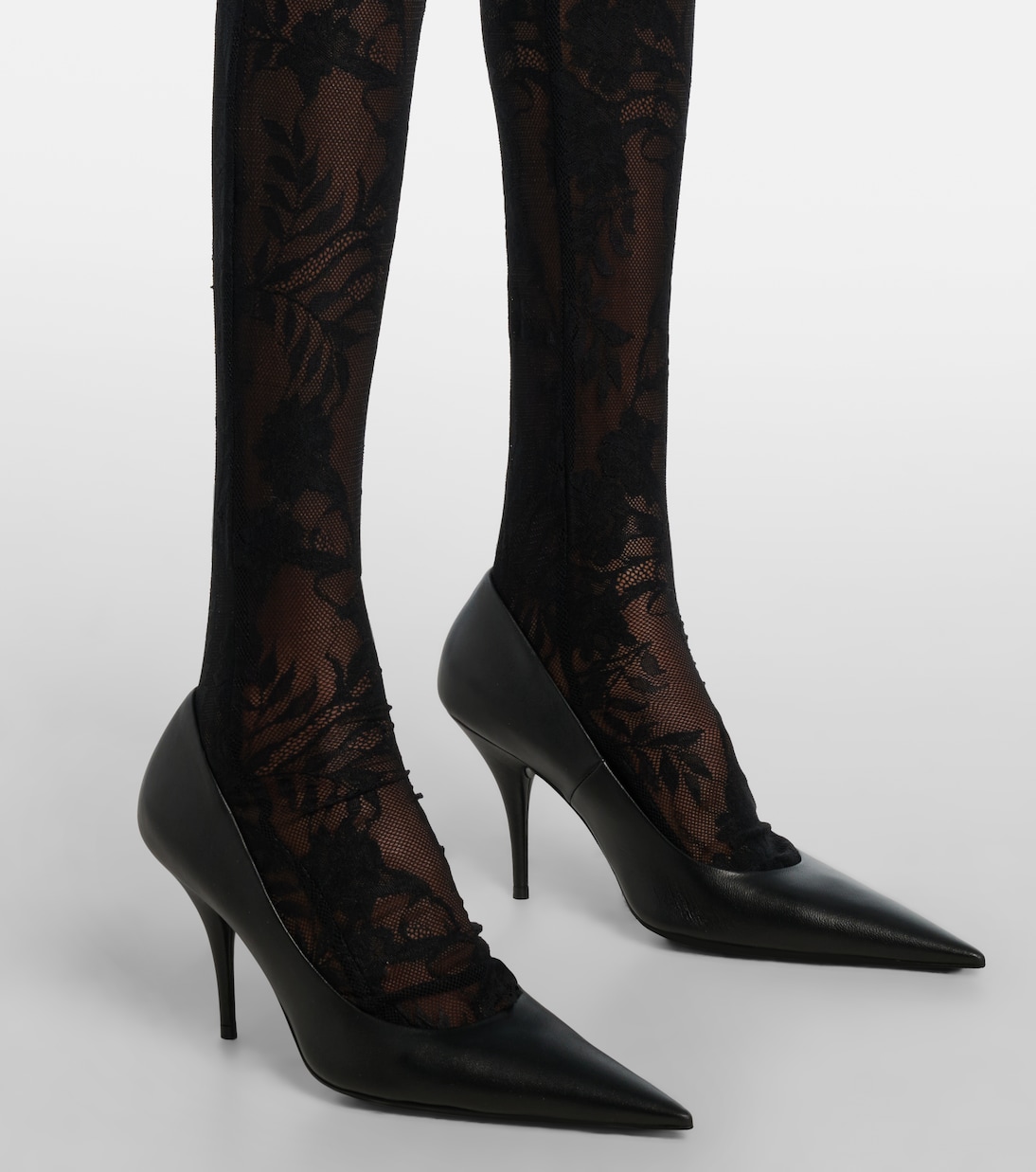 Turtleneck lace sheer catsuit | Norma Kamali