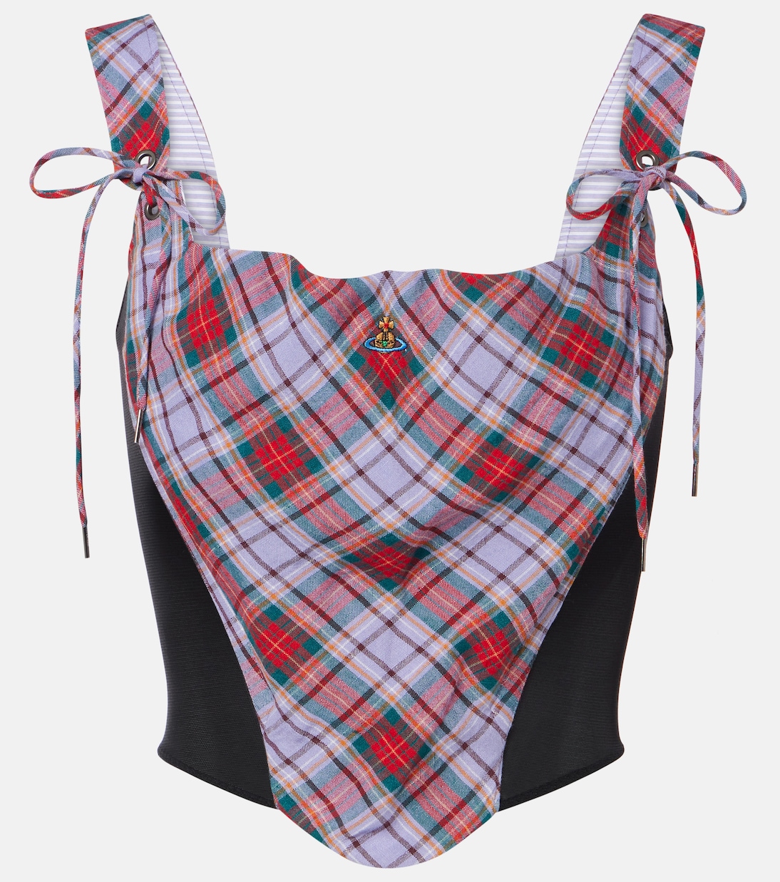 Puppy tartan linen and mesh bustier top | Vivienne Westwood