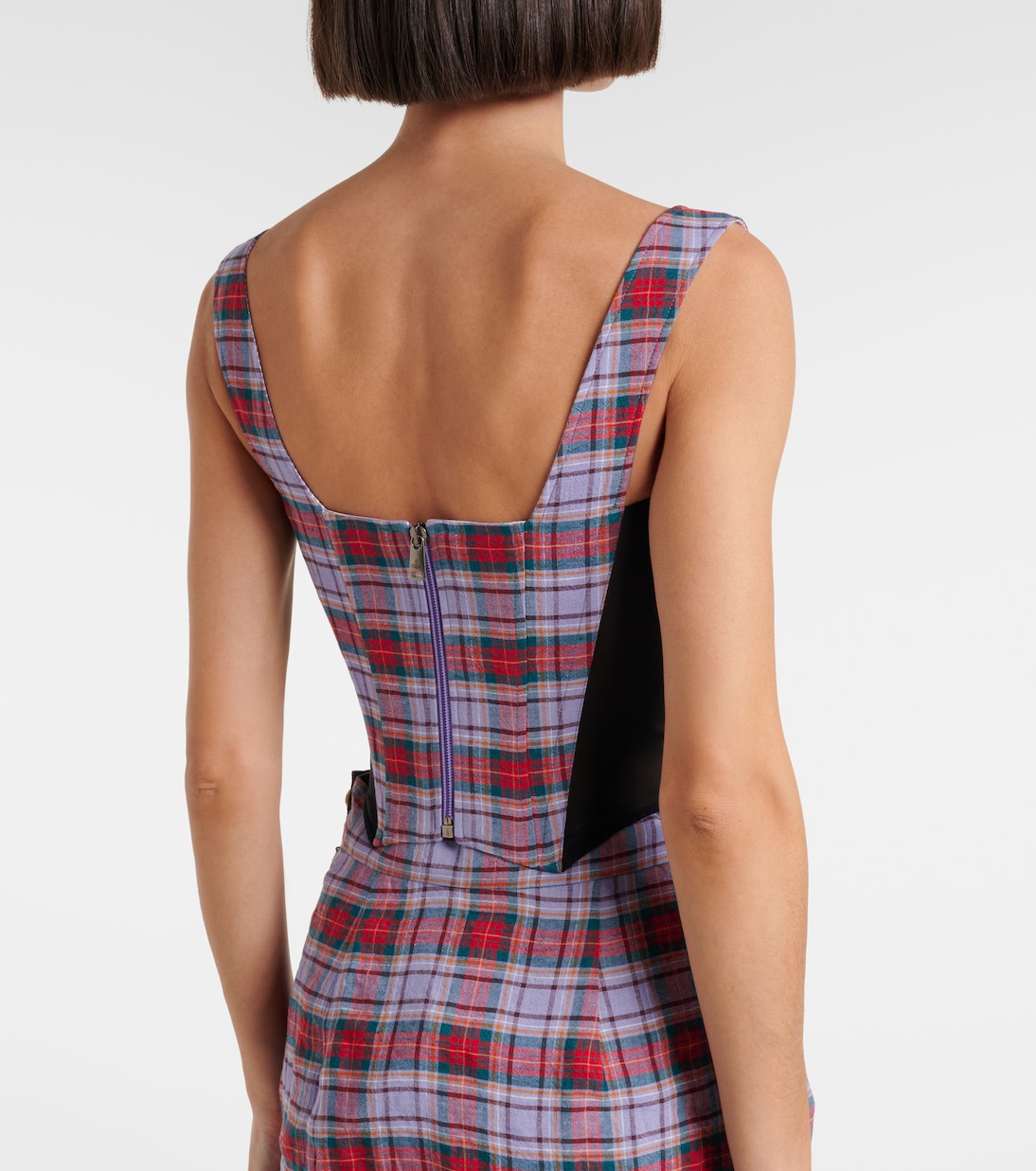 Puppy tartan linen and mesh bustier top | Vivienne Westwood