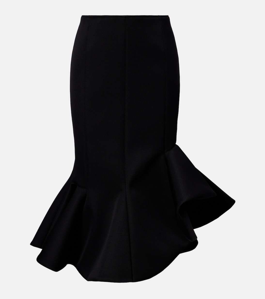 Asymmetric ruffled wool-blend midi skirt | Mugler