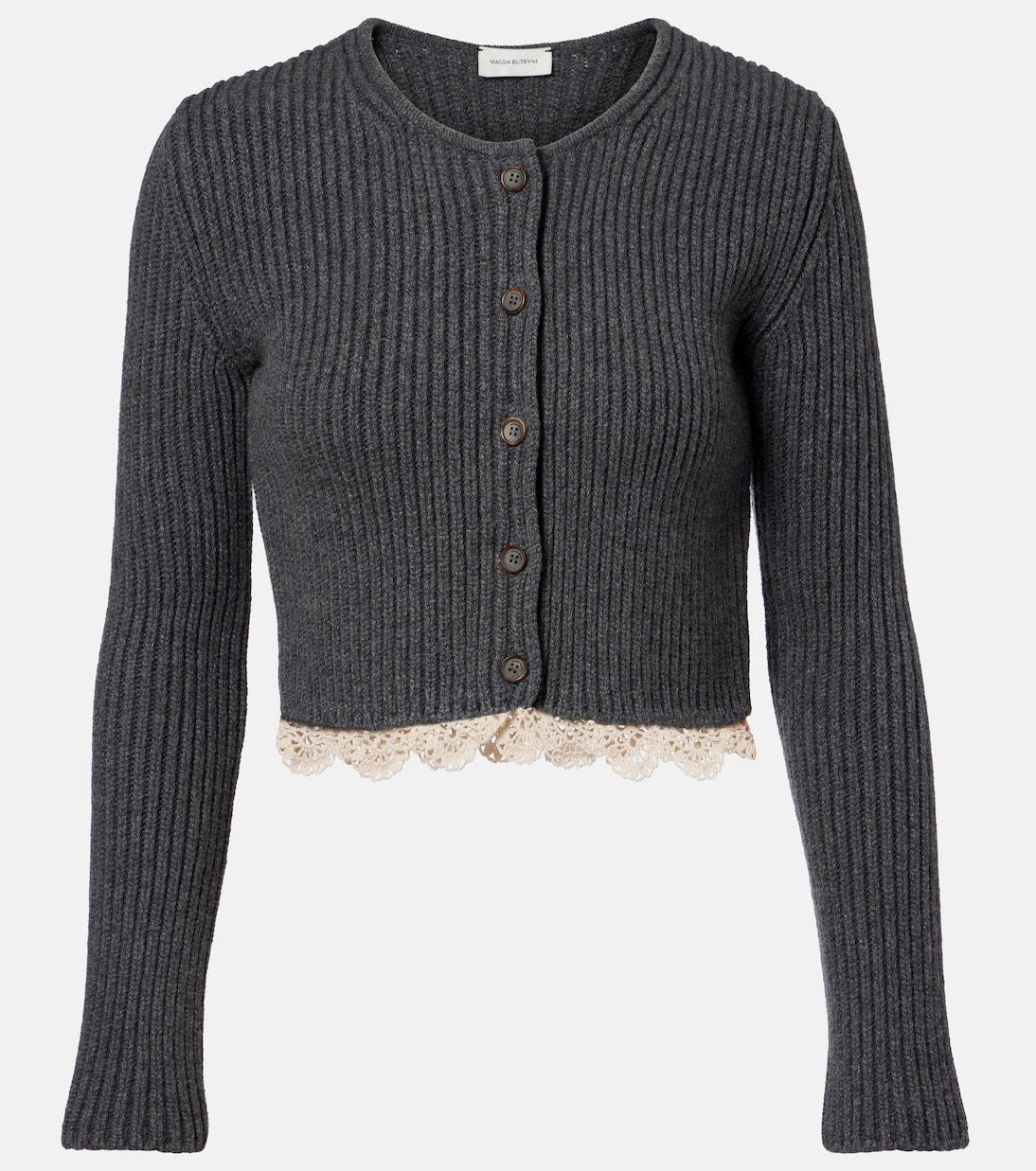 Cropped crochet-trimmed cashmere cardigan | Magda Butrym